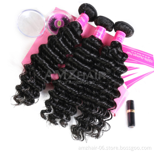 Deep Wave Raw Mink Peruvian Human Virgin Cuticle Aligned Hair 3 Bundles Vendor Cheap Natural Remy Human Hair Extension Wholesale